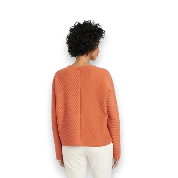 5/$35 A New Day Burnt Orange Quilted Dolman Sleeve Top Size Small - Picture 3 of 8